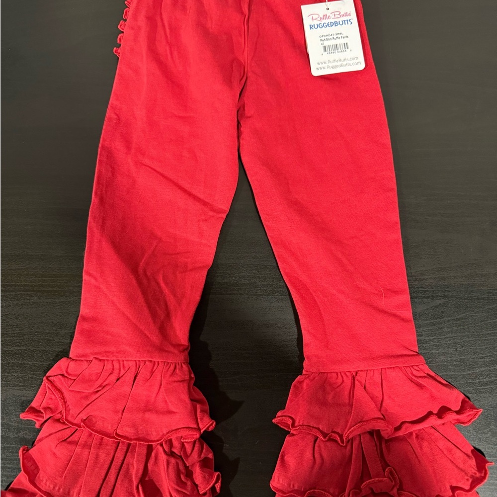 Ruffle Butts Red Kids Leggings with Ruffles